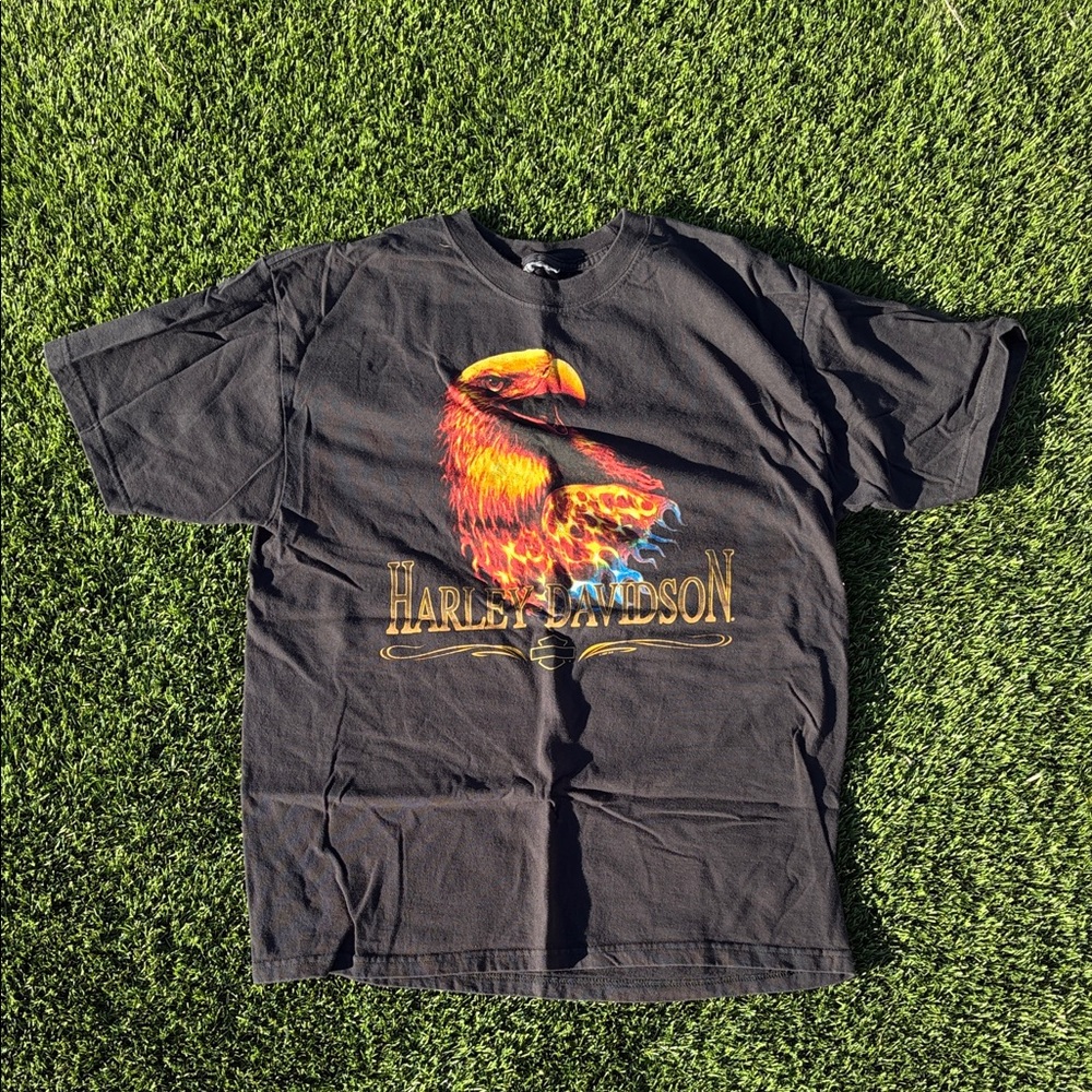 Harley-Davidson Black Tee with Fiery Eagle Design